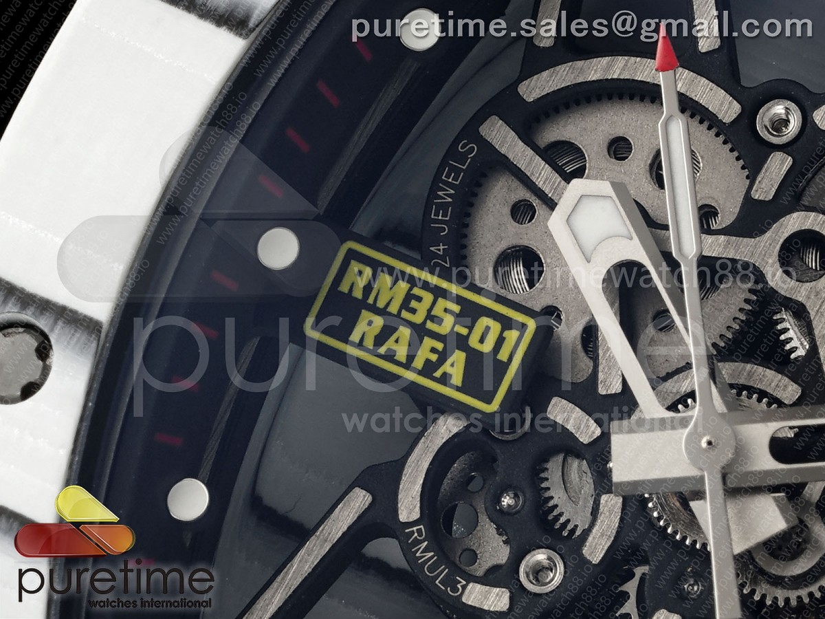 RM35-01 White NTPT ZF Skeleton Dial on White Shark Strap RMUL3