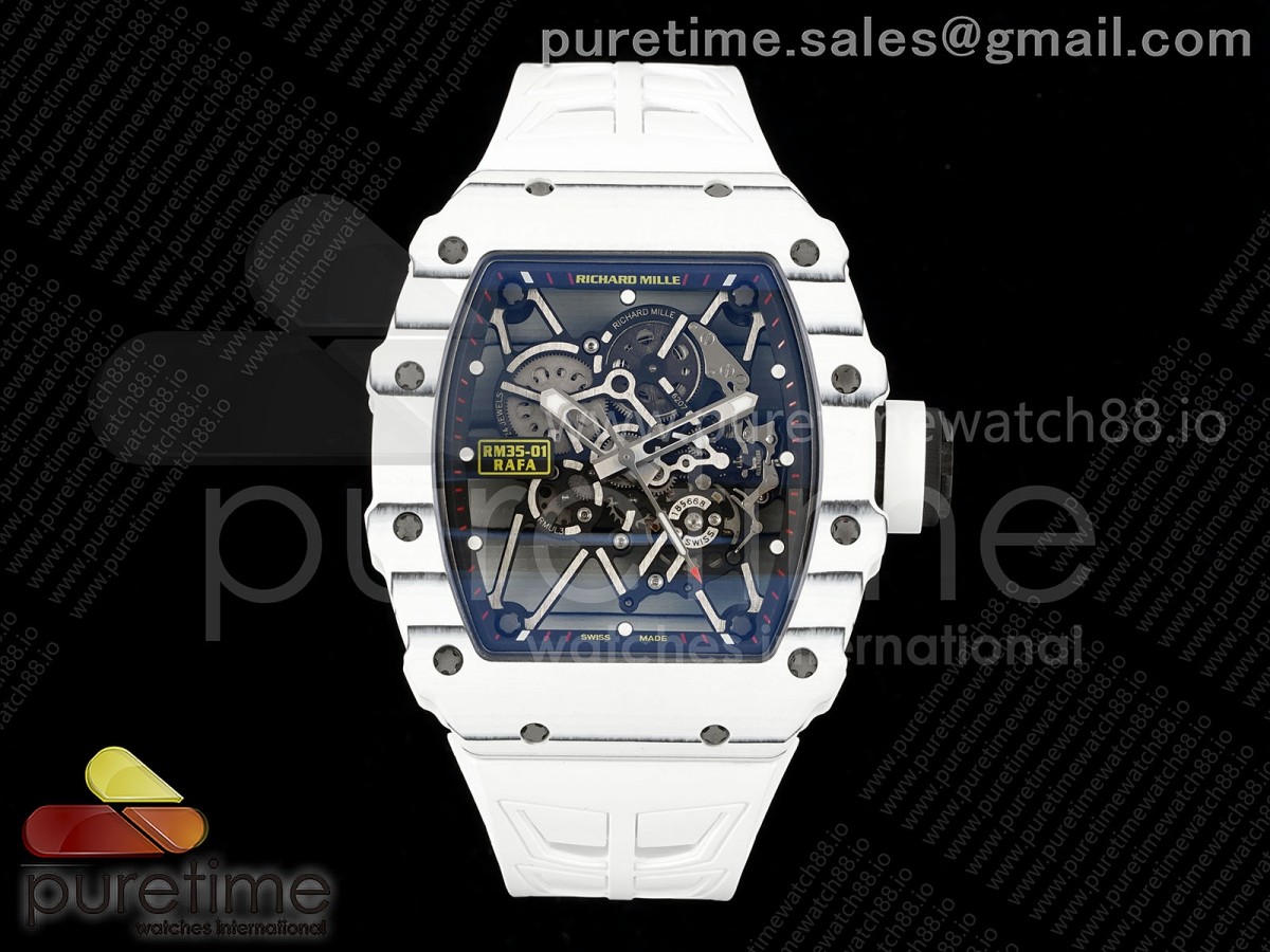RM35-01 White NTPT ZF Skeleton Dial on White Shark Strap RMUL3