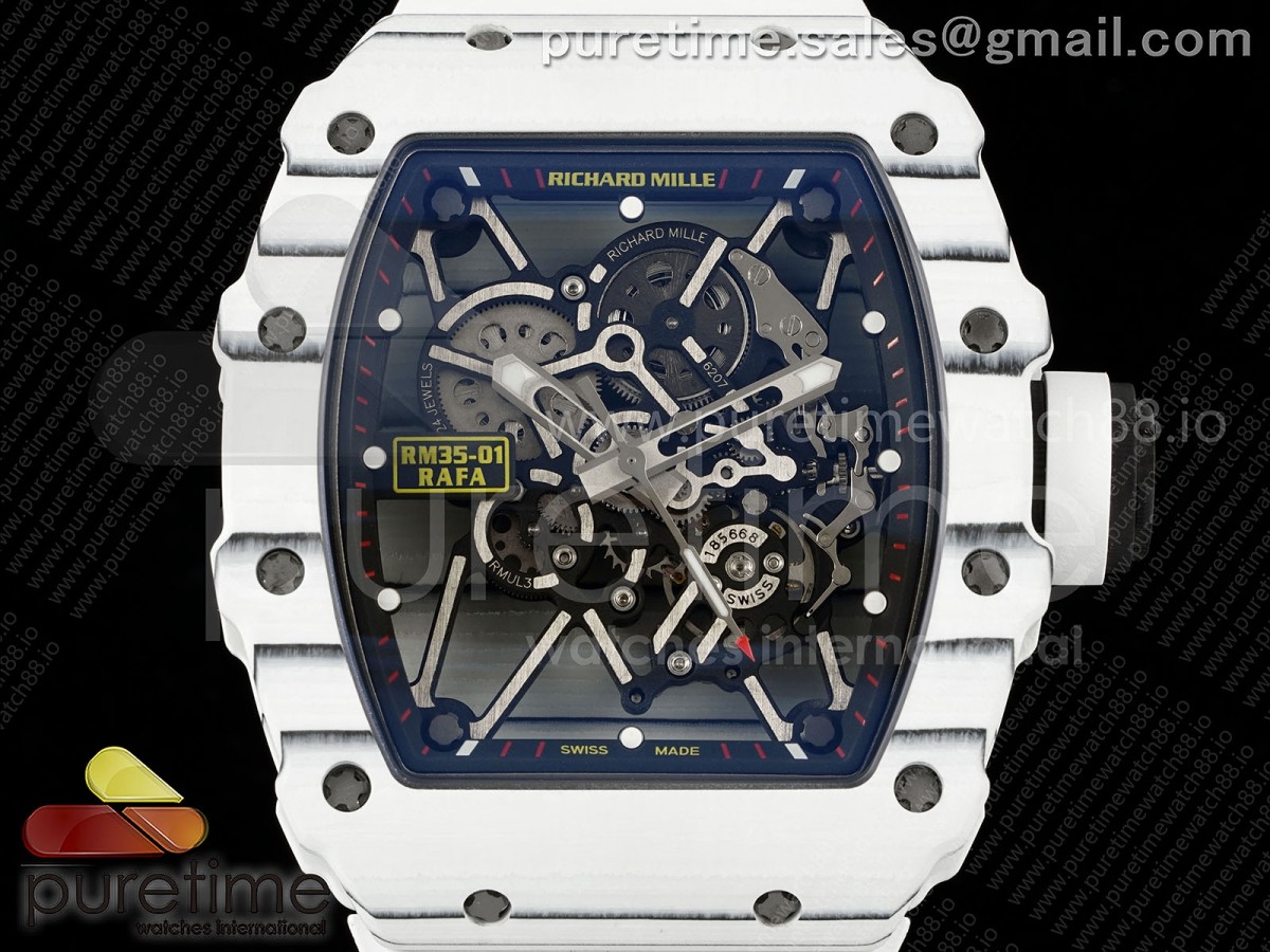 RM35-01 White NTPT ZF Skeleton Dial on White Shark Strap RMUL3