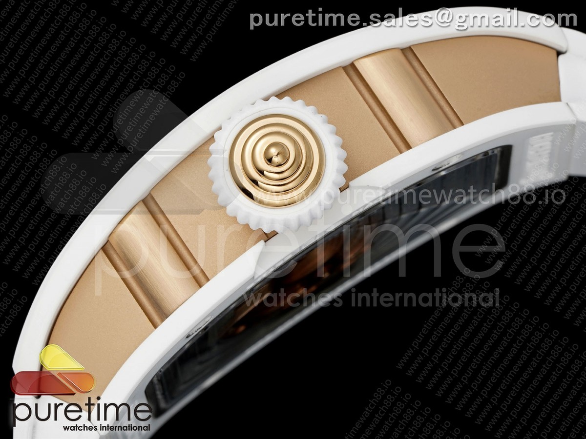 RM07 Ladies White Ceramic ZF Red Dial on White Rubber Strap CRMA2 Clone