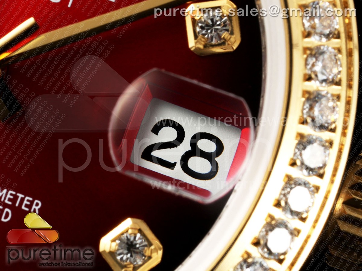 DateJust 31 SS/YG GMF Red Dial Diamonds Bezel on Jubilee Bracelet A2824