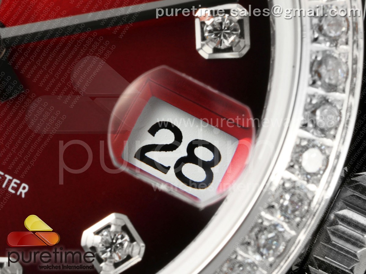 DateJust 31 SS GMF Red Dial Diamonds Bezel on Jubilee Bracelet A2824