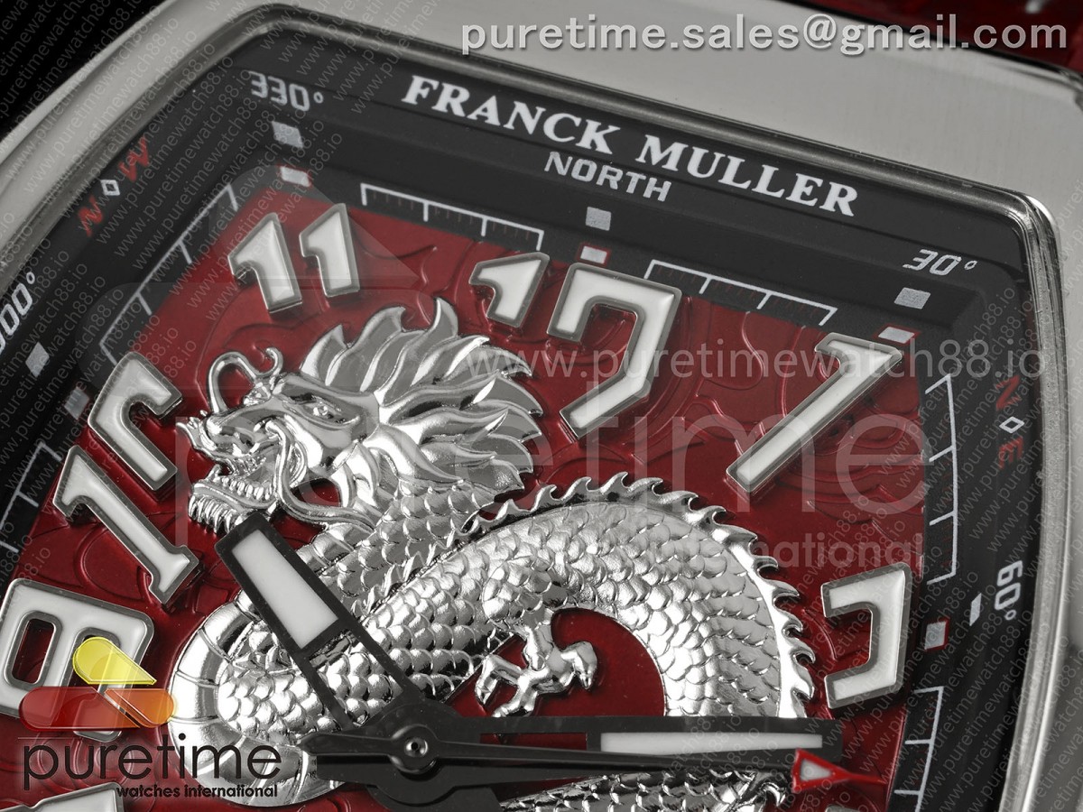 Vanguard V45 SS ABF Silver Dragon Dial on Red Gummy Strap A2824