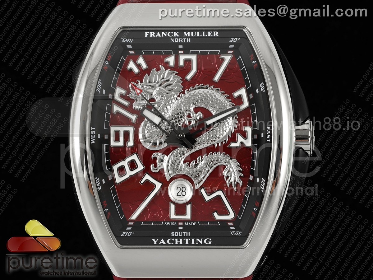Vanguard V45 SS ABF Silver Dragon Dial on Red Gummy Strap A2824
