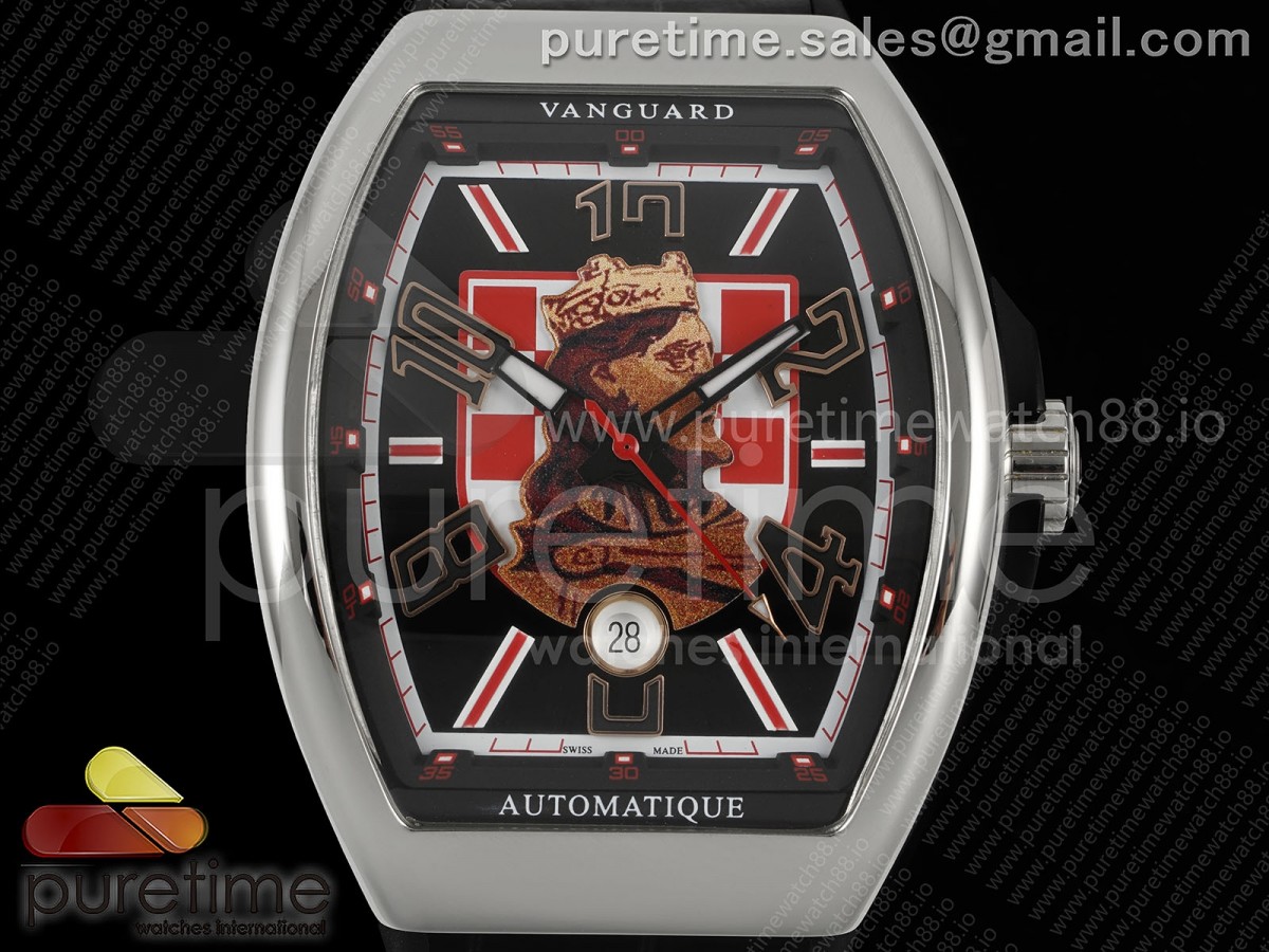 Vanguard V45 SS ABF Black Zvonimir Dial on Black Gummy Strap A2824