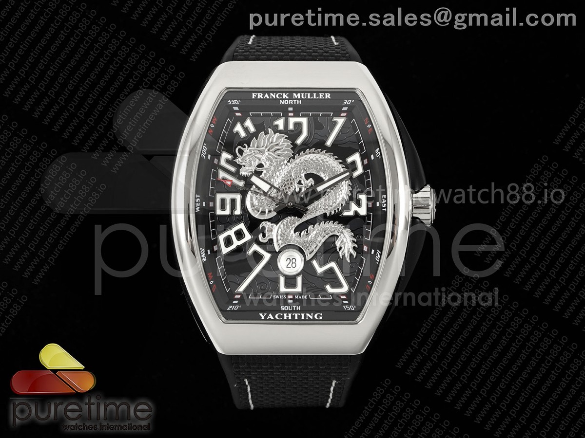 Vanguard V45 SS ABF Black Silver Dragon Dial on Black Nylon Strap A2824