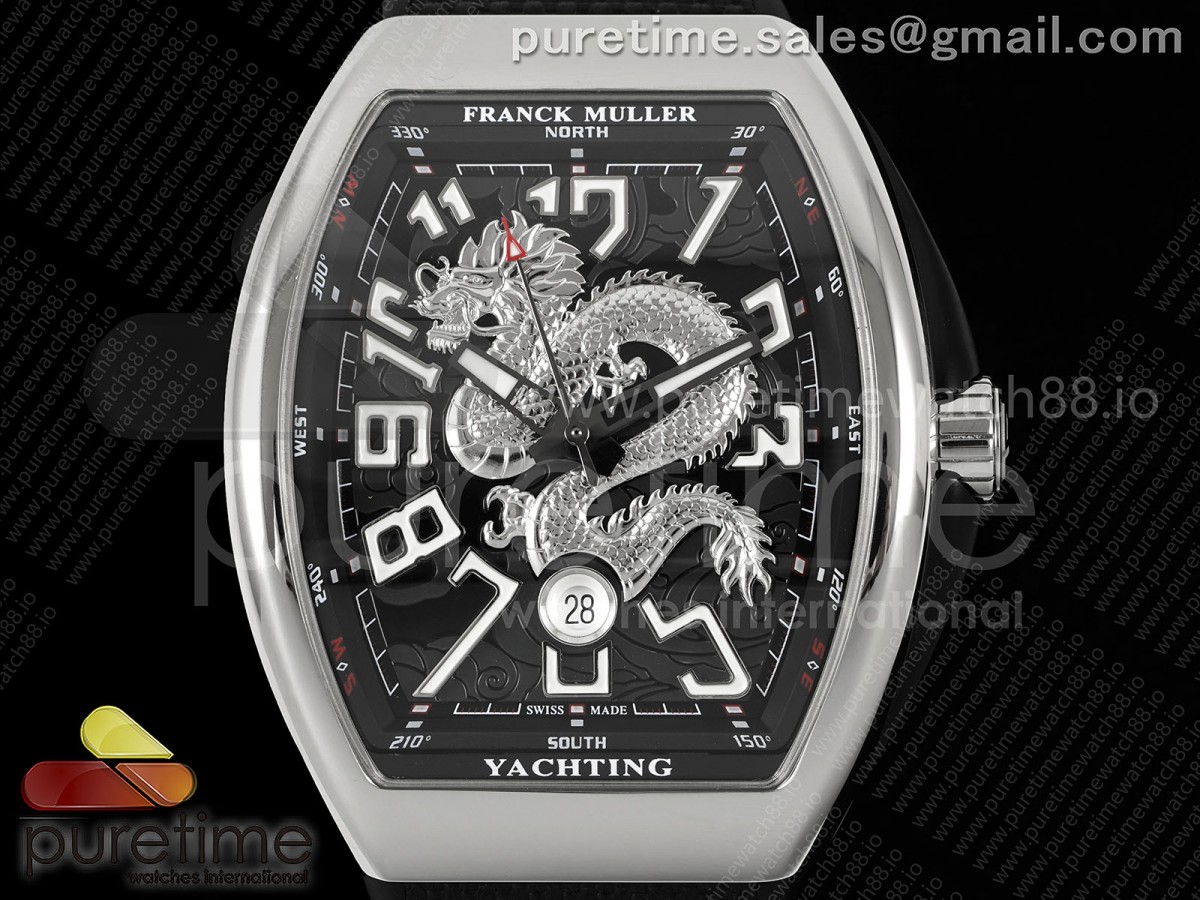 Vanguard V45 SS ABF Black Silver Dragon Dial on Black Nylon Strap A2824