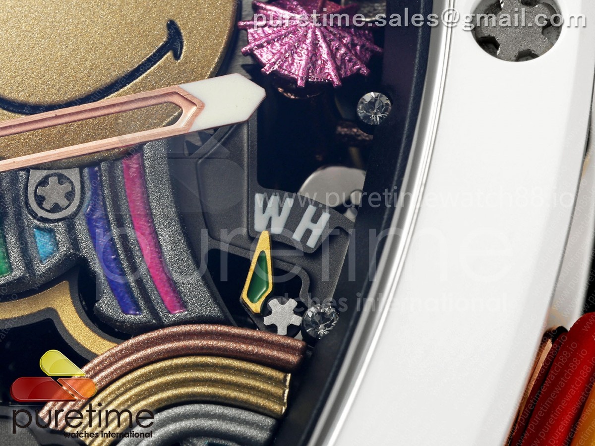 RM88 Tourbillon Smiley White Ceramic RMF on Yellow Velcro Strap