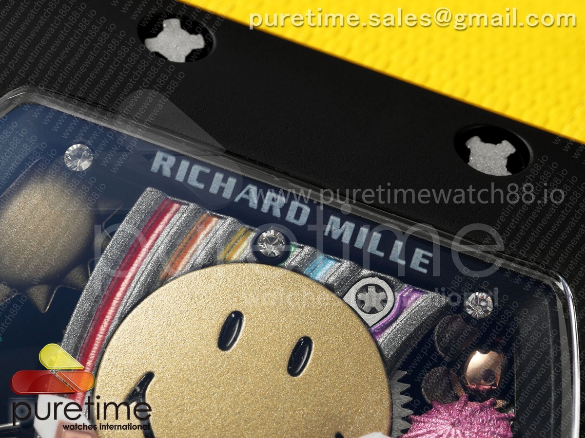 RM88 Tourbillon Smiley Black Ceramic RMF on Yellow Velcro Strap