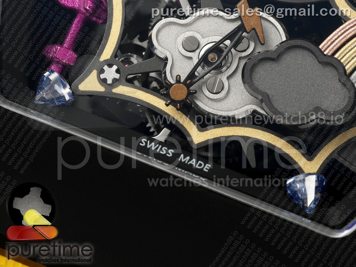 RM88 Tourbillon Smiley Black Ceramic RMF on Yellow Velcro Strap