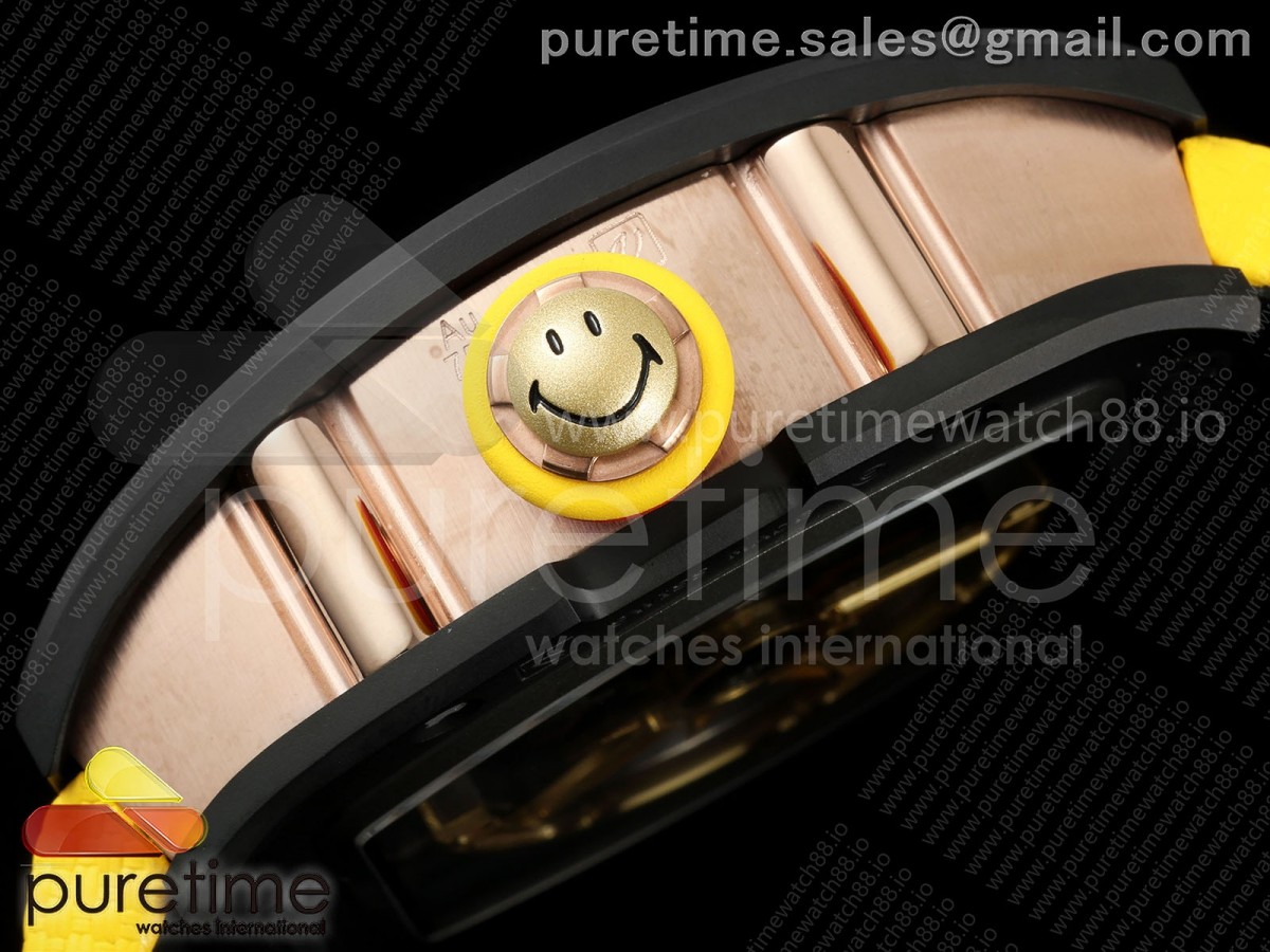RM88 Tourbillon Smiley Black Ceramic RMF on Yellow Velcro Strap