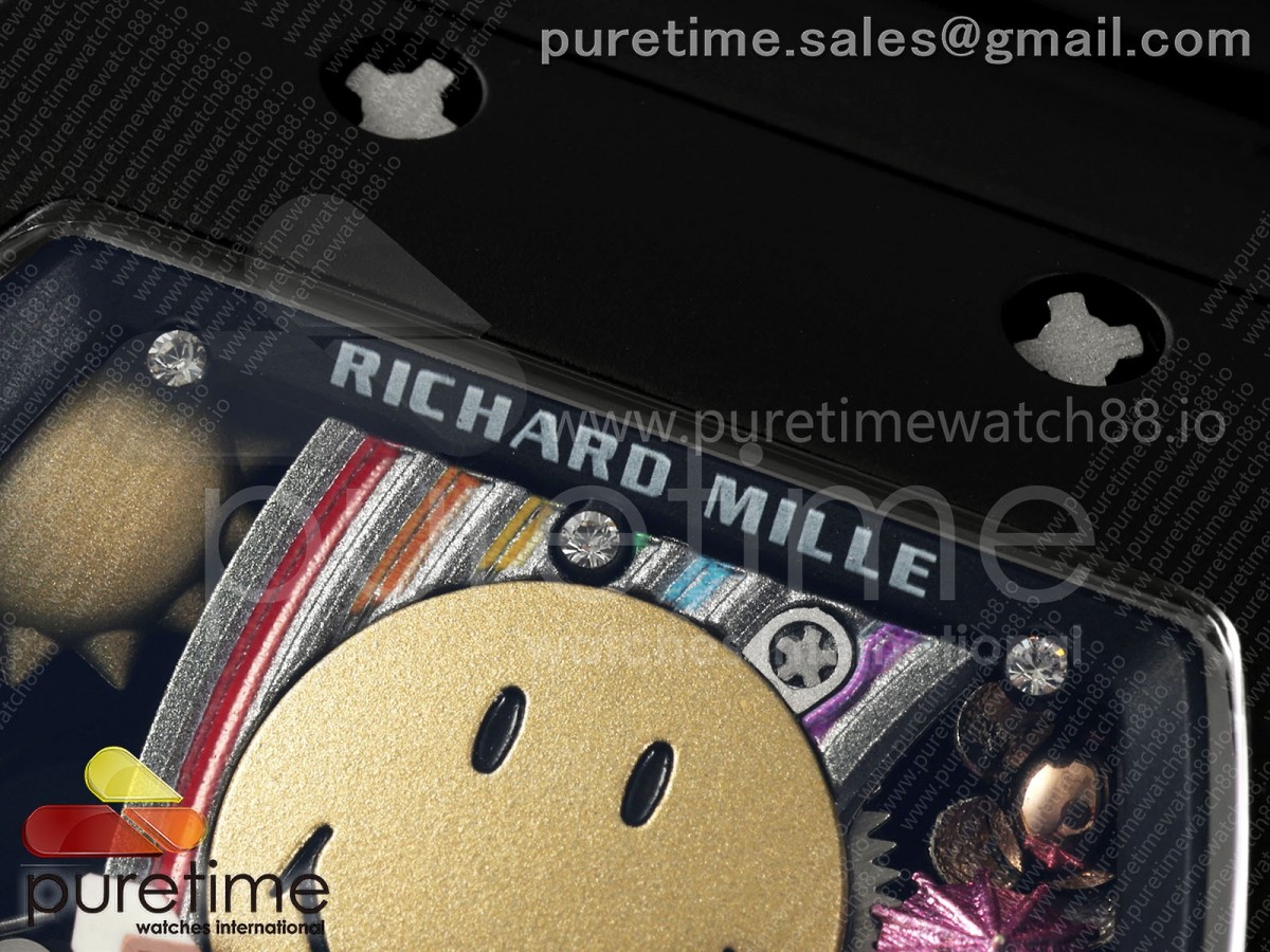RM88 Tourbillon Smiley Black Ceramic RMF on Black Rubber Strap