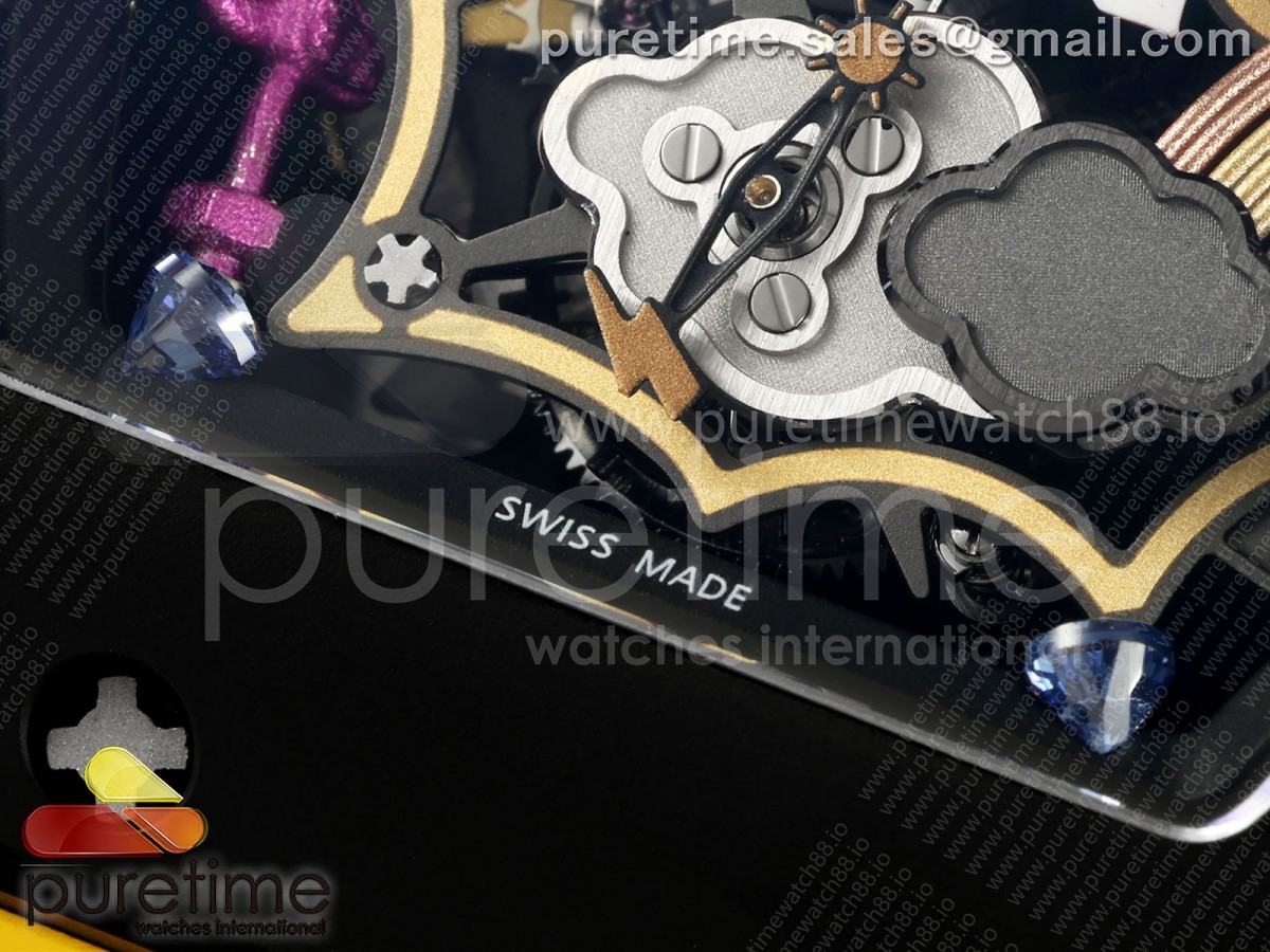 RM88 Tourbillon Smiley Black Ceramic RMF on Yellow Rubber Strap