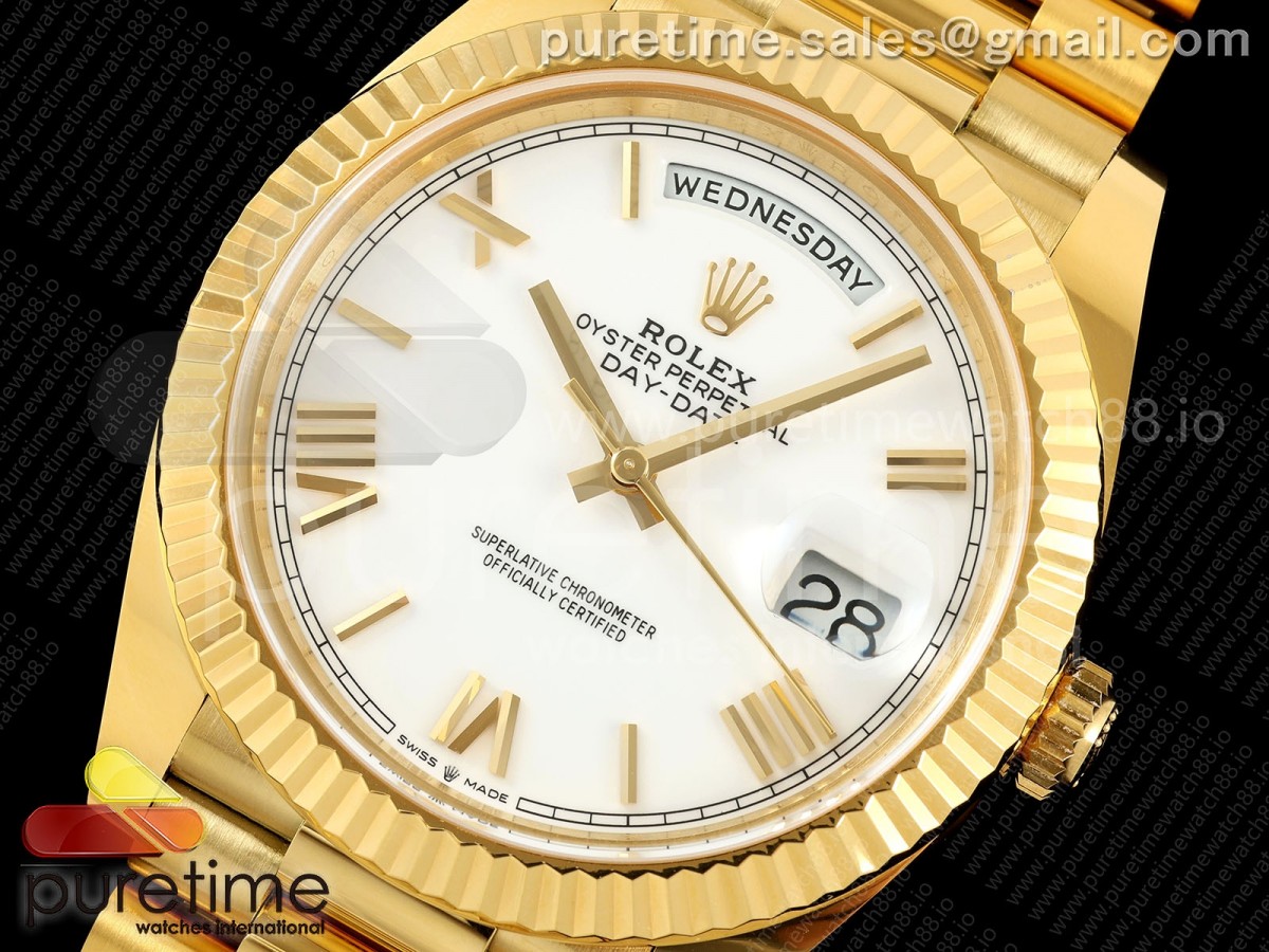 Day Date 40 YG 228238 ARF White Roman Dial on President Bracelet VR3255 (Weighted)