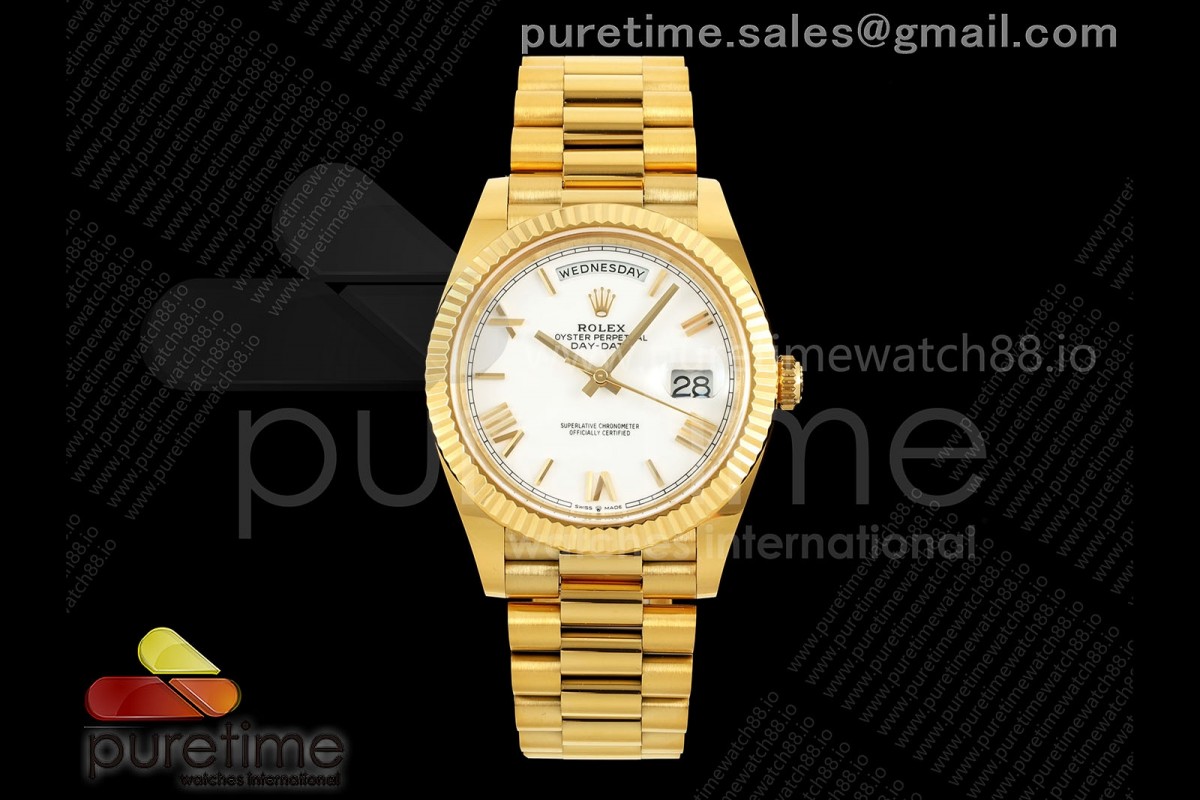 Day Date 40 YG 228238 ARF White Roman Dial on President Bracelet VR3255 (Weighted)