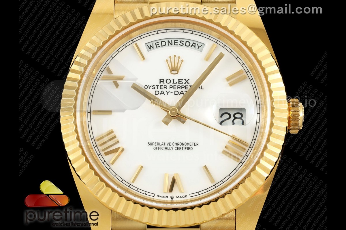 Day Date 40 YG 228238 ARF White Roman Dial on President Bracelet VR3255 (Weighted)