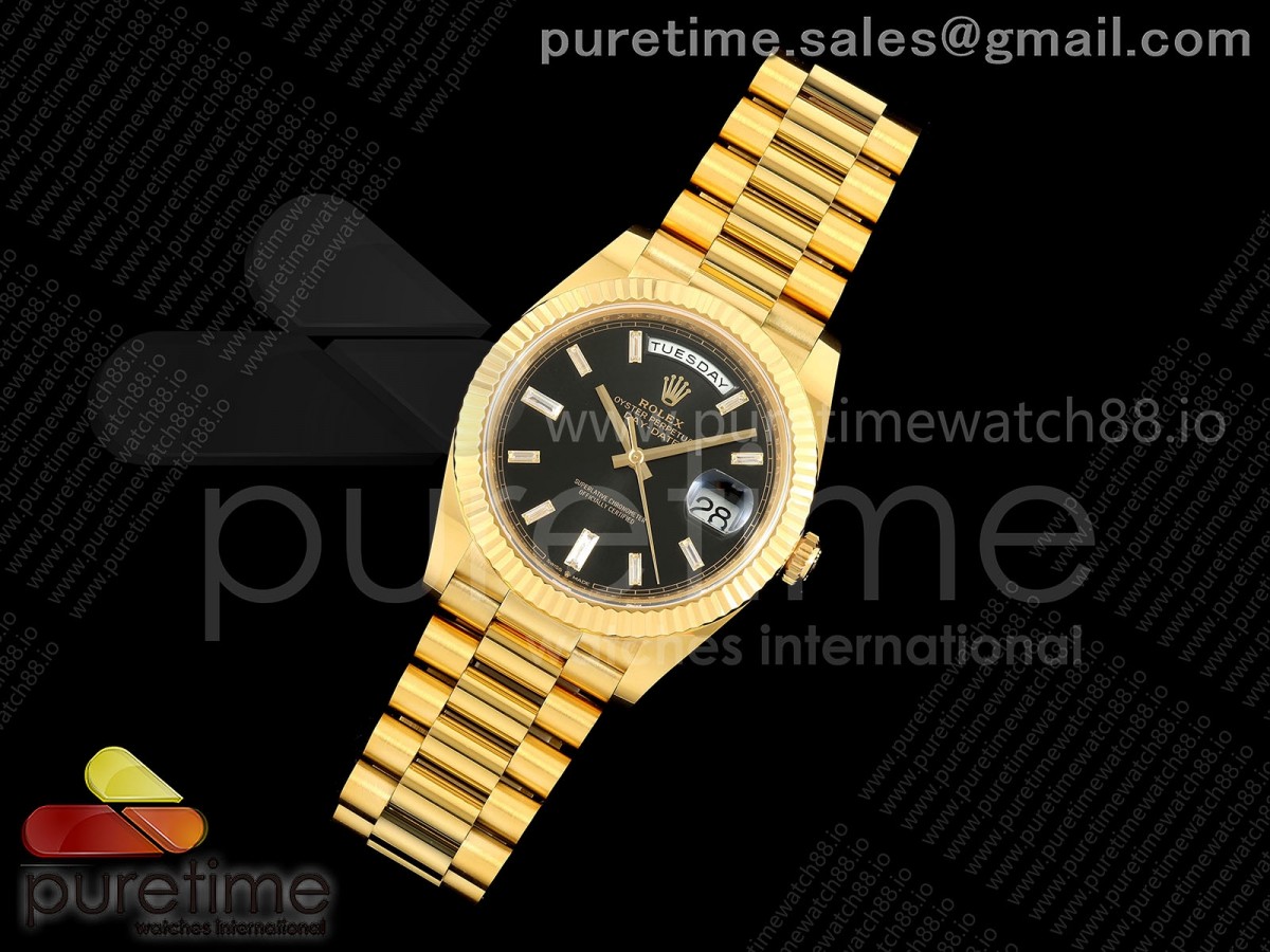Day Date 40 YG 228238 ARF Black Crystal Dial on President Bracelet VR3255 (Weighted)