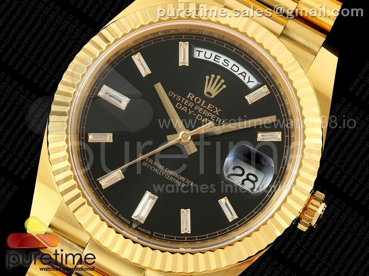 Day Date 40 YG 228238 ARF Black Crystal Dial on President Bracelet VR3255 (Weighted)