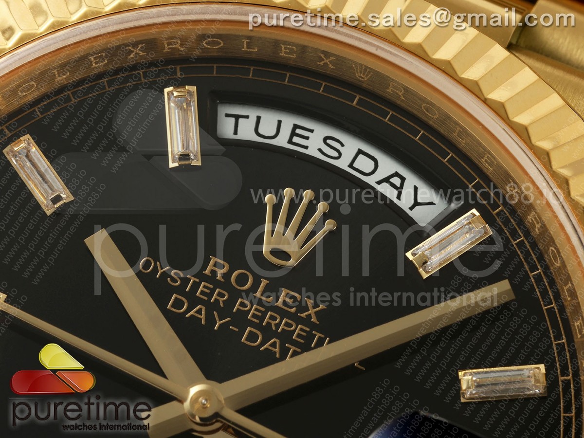 Day Date 40 YG 228238 ARF Black Crystal Dial on President Bracelet VR3255 (Weighted)