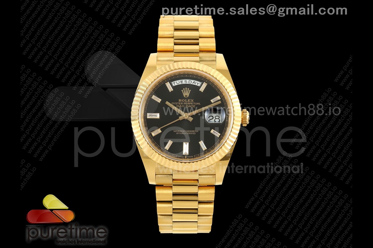 Day Date 40 YG 228238 ARF Black Crystal Dial on President Bracelet VR3255 (Weighted)
