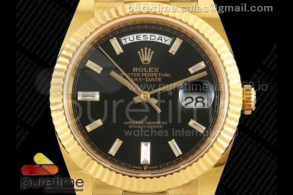 Day Date 40 YG 228238 ARF Black Crystal Dial on President Bracelet VR3255 (Weighted)