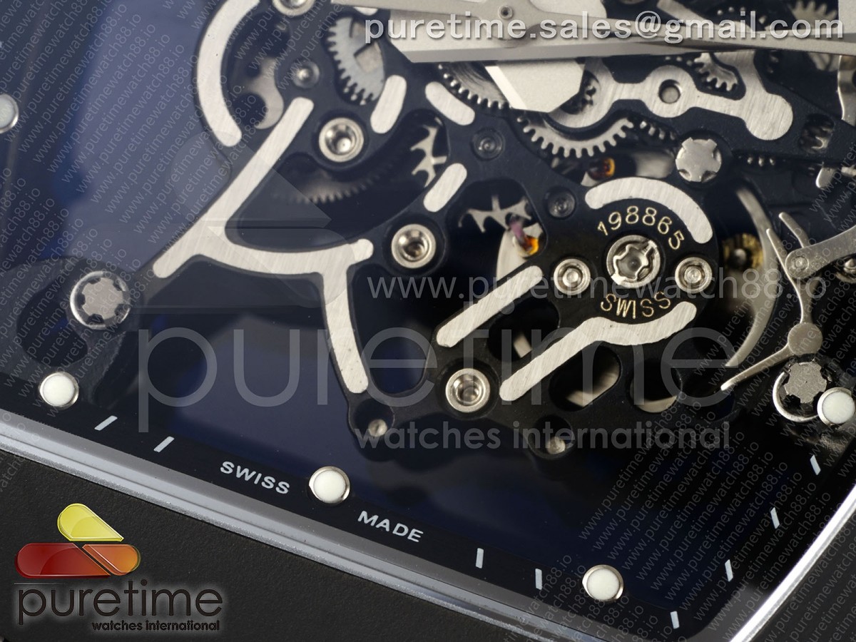 RM055 Black Ceramic DF Black Inner Bezel on Black Rubber Strap RMUL2 (Free Sprung)