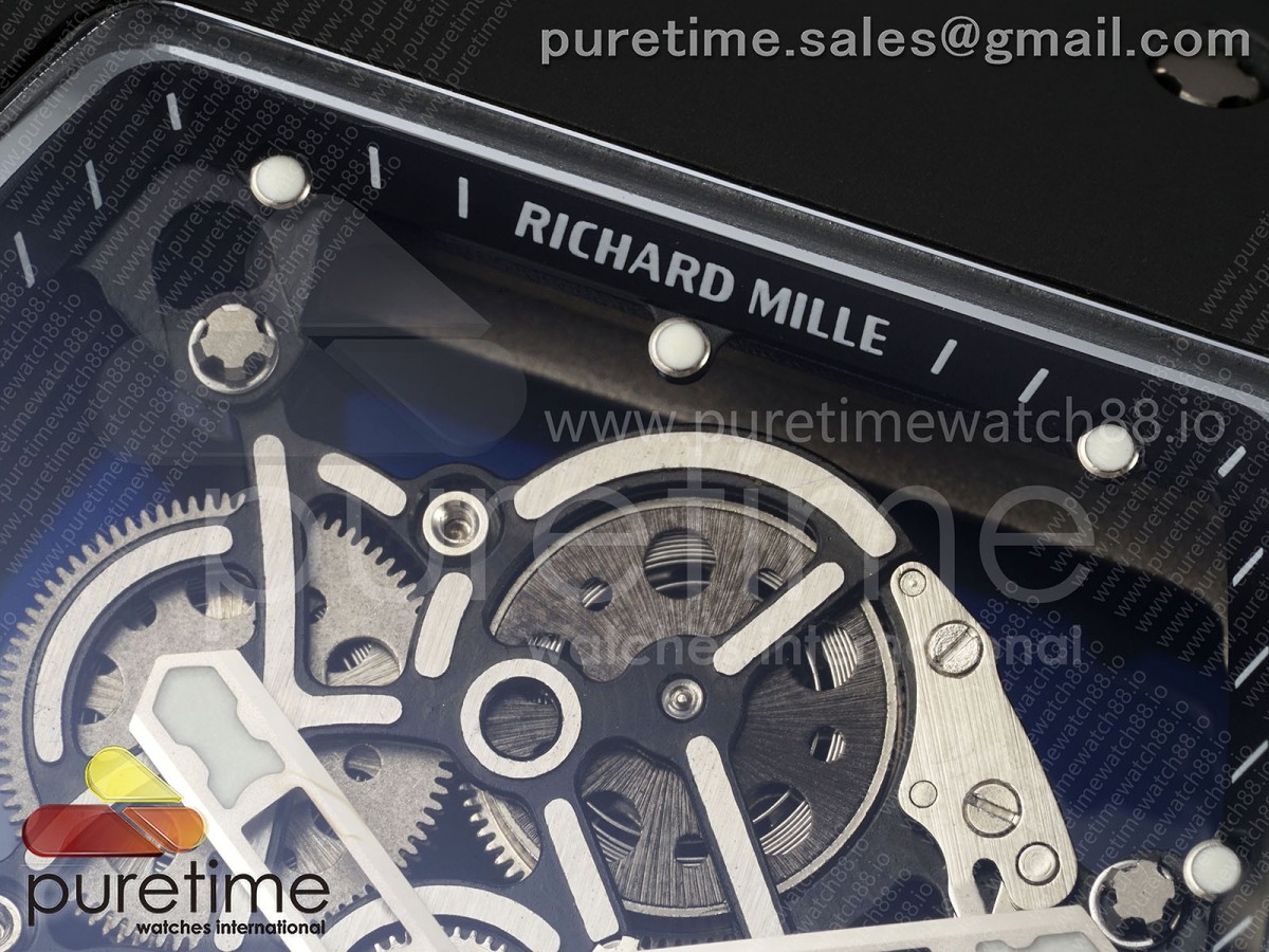 RM055 Black Ceramic DF Black Inner Bezel on Black Rubber Strap RMUL2 (Free Sprung)