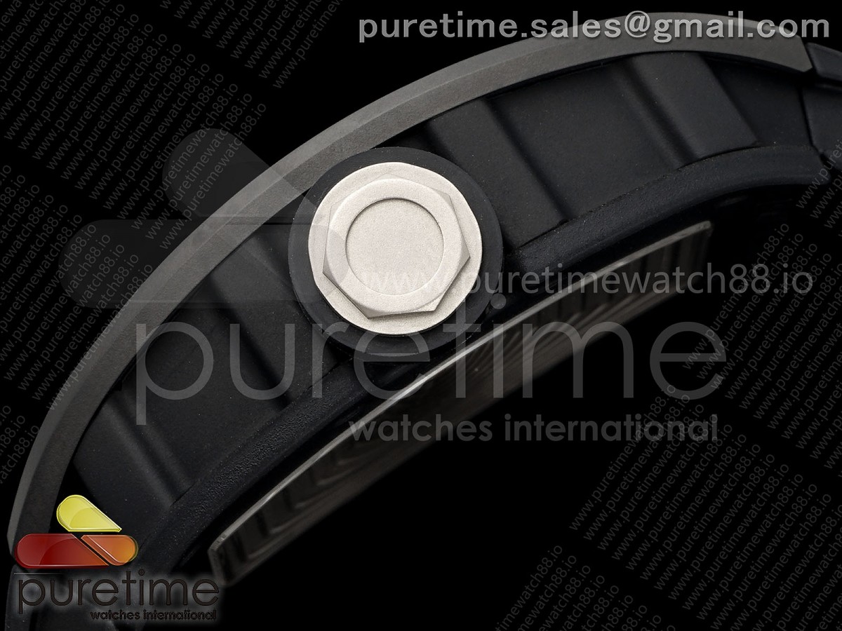RM055 Black Ceramic DF Black Inner Bezel on Black Rubber Strap RMUL2 (Free Sprung)
