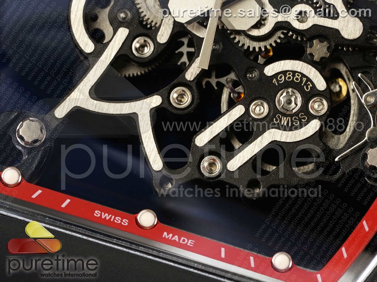 RM055 Black Ceramic DF Red Inner Bezel on Black Rubber Strap RMUL2 (Free Sprung)