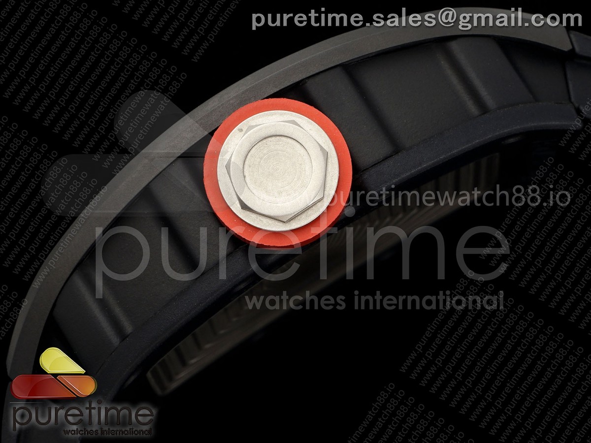 RM055 Black Ceramic DF Red Inner Bezel on Black Rubber Strap RMUL2 (Free Sprung)