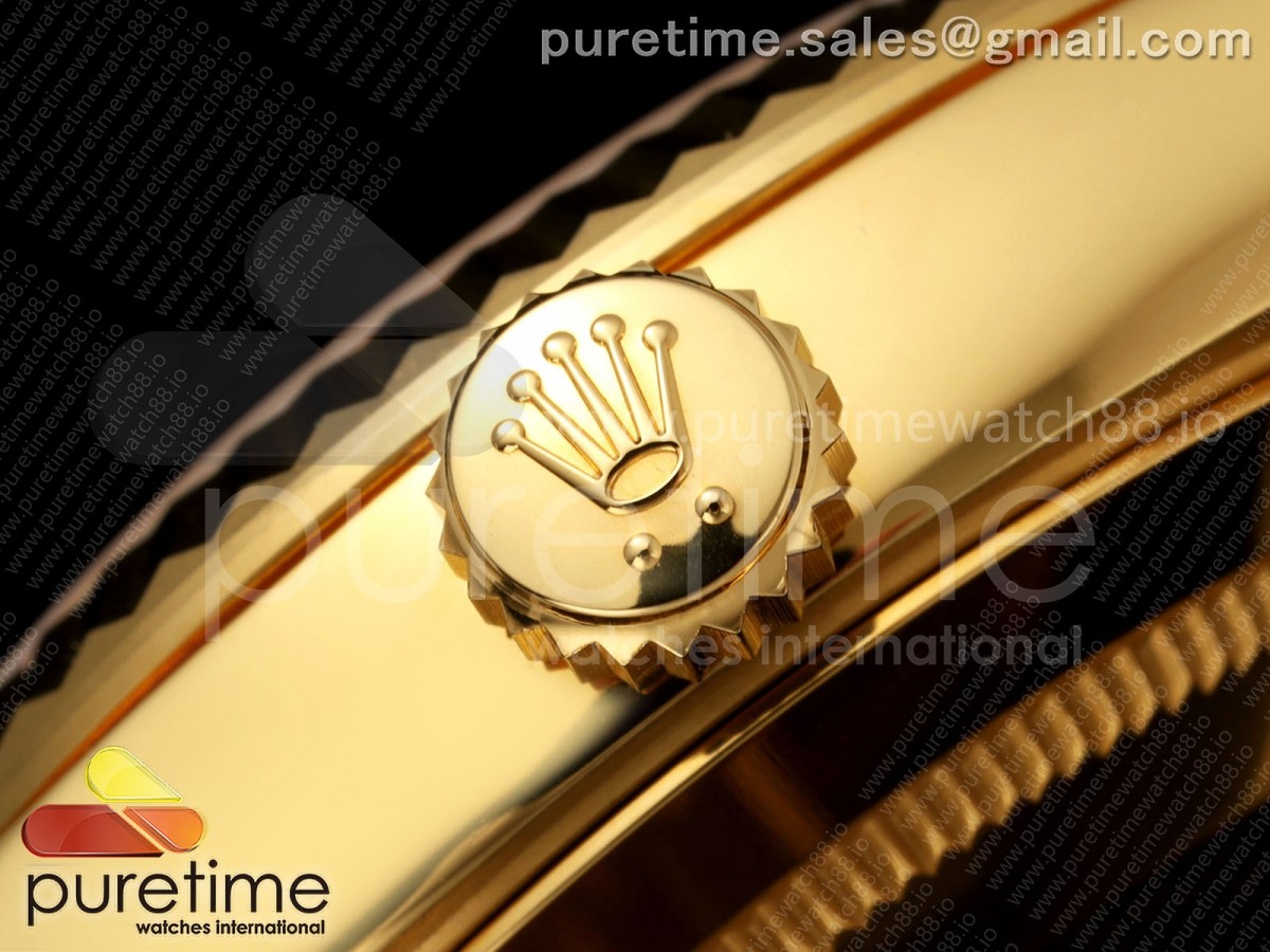 Day Date 40 YG EWEF Black Dial Crystal Markers on President Bracelet A3255 (158g)