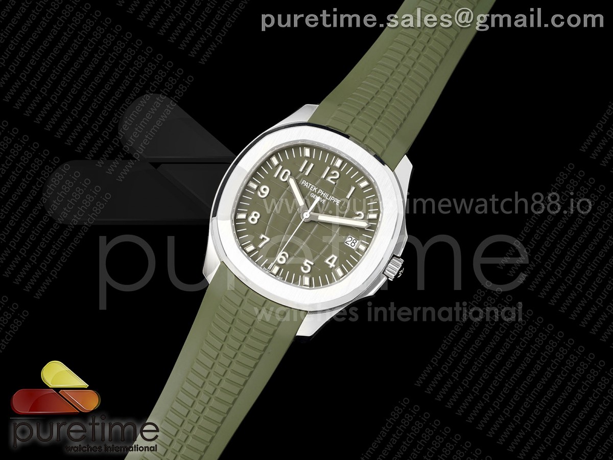 Aquanaut 5168G 42mm SS DDF Green Dial on Green Rubber Strap DD324 (Weighted)