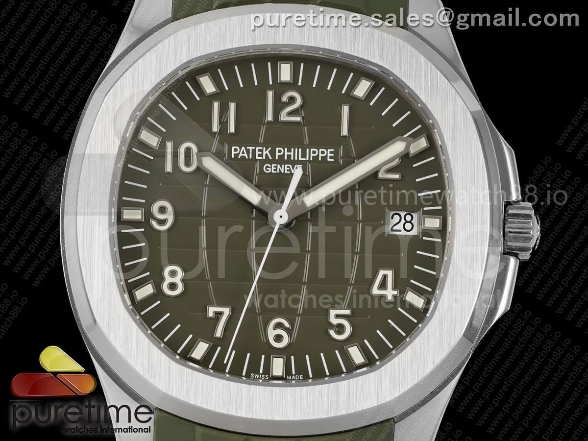 Aquanaut 5168G 42mm SS DDF Green Dial on Green Rubber Strap DD324 (Weighted)