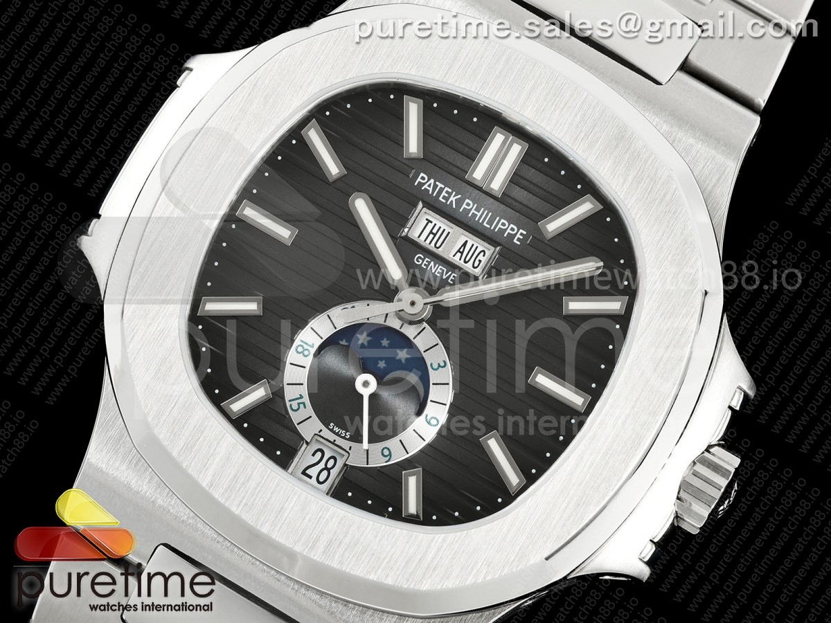 Nautilus 5726 SS DF Black Dial on SS Bracelet A324