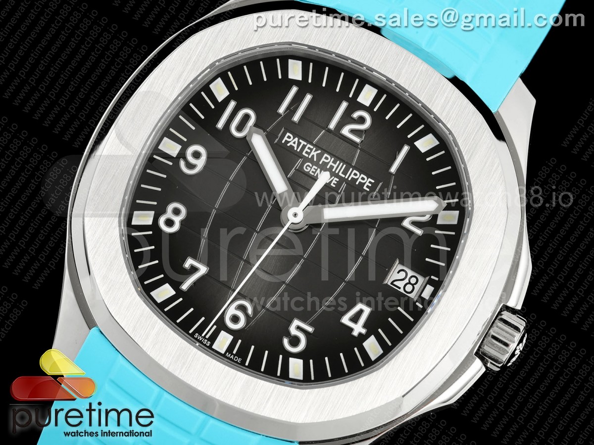 Aquanaut 5167 SS DDF Gray Dial on Black Baby Blue Strap DD330