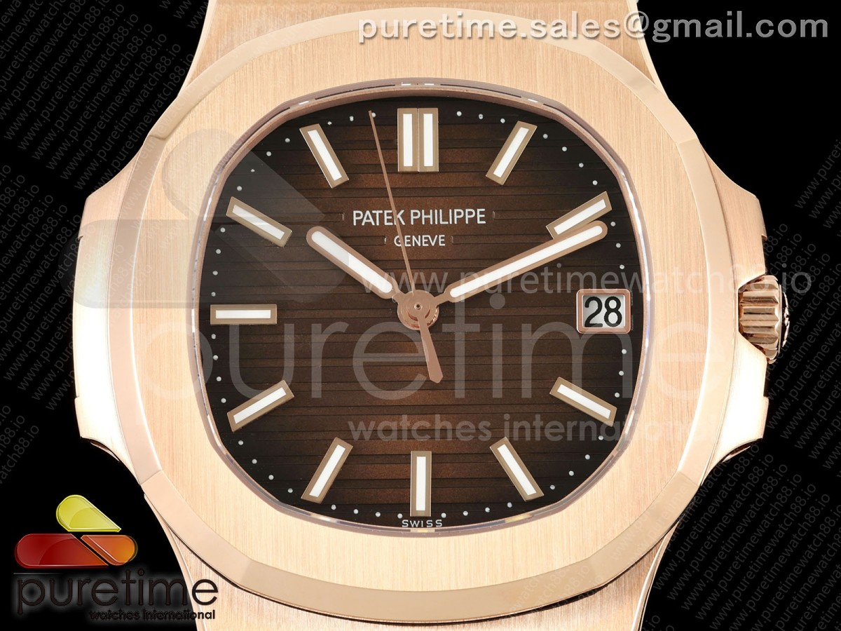 Nautilus 5711 RG DDF Brown Dial on Brown Leather Strap DD324 (Weighted)