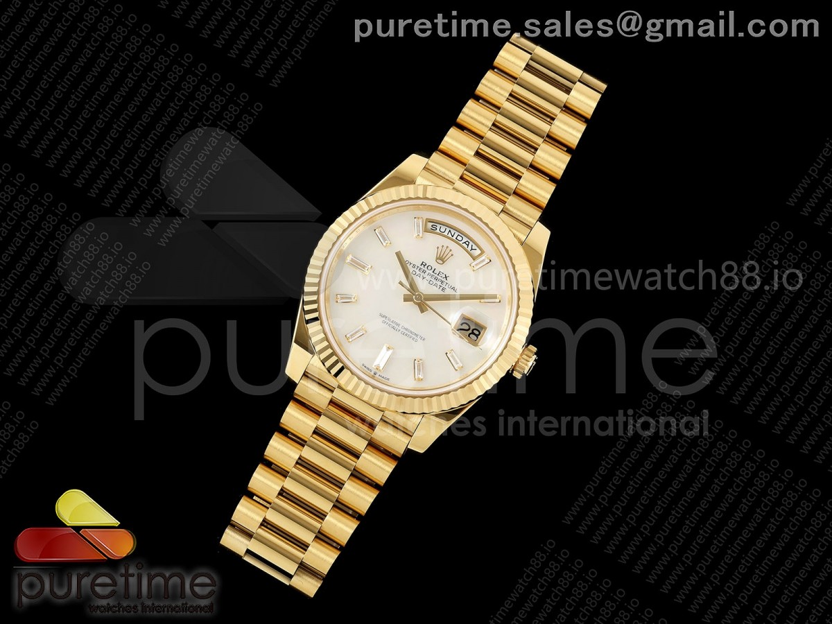 Day Date 40 YG RCF White MOP Crystal Dial on President Bracelet VR3255