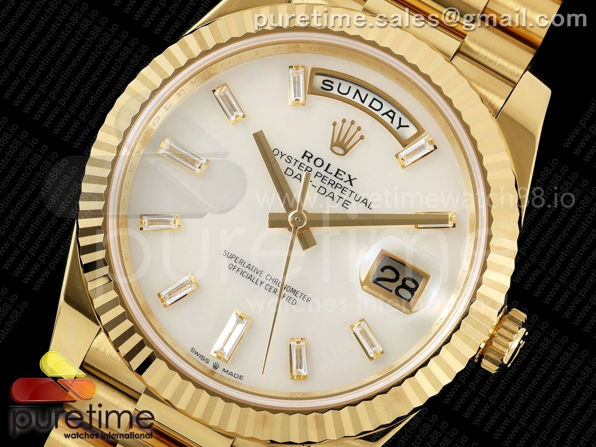 Day Date 40 YG RCF White MOP Crystal Dial on President Bracelet VR3255