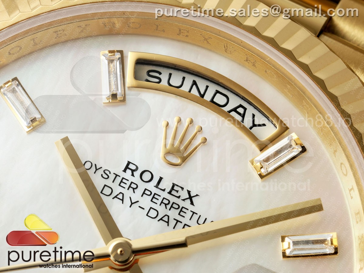 Day Date 40 YG RCF White MOP Crystal Dial on President Bracelet VR3255