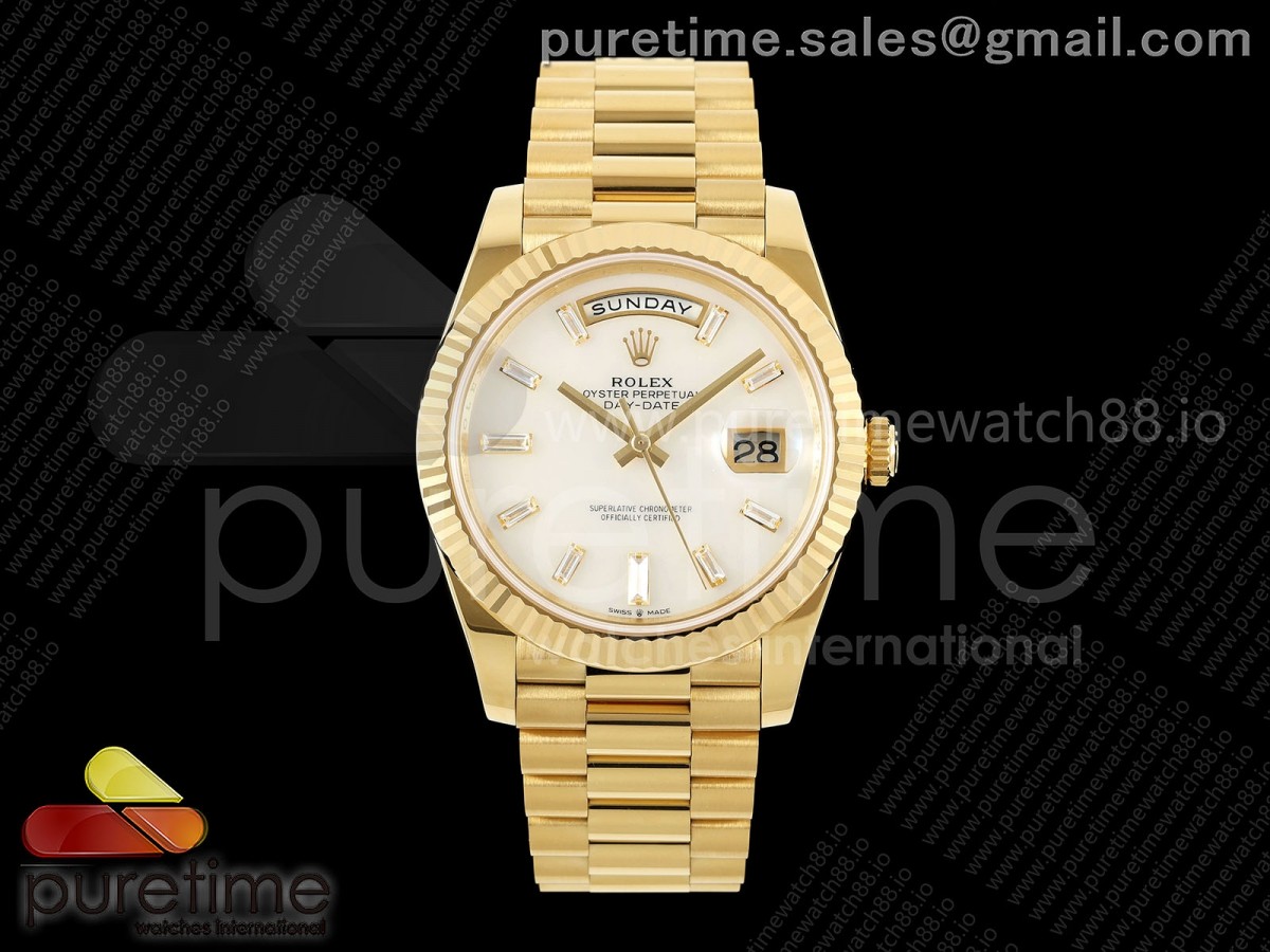 Day Date 40 YG RCF White MOP Crystal Dial on President Bracelet VR3255
