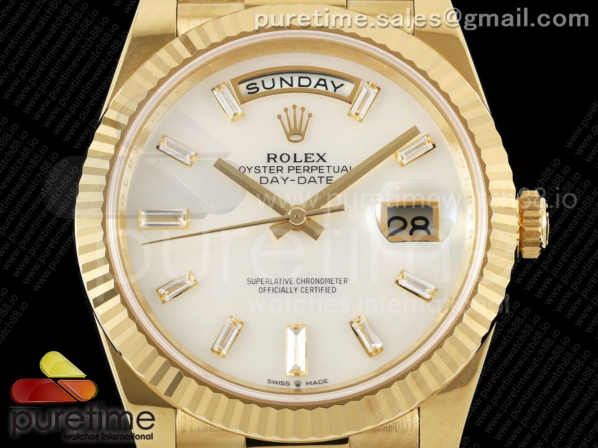 Day Date 40 YG RCF White MOP Crystal Dial on President Bracelet VR3255