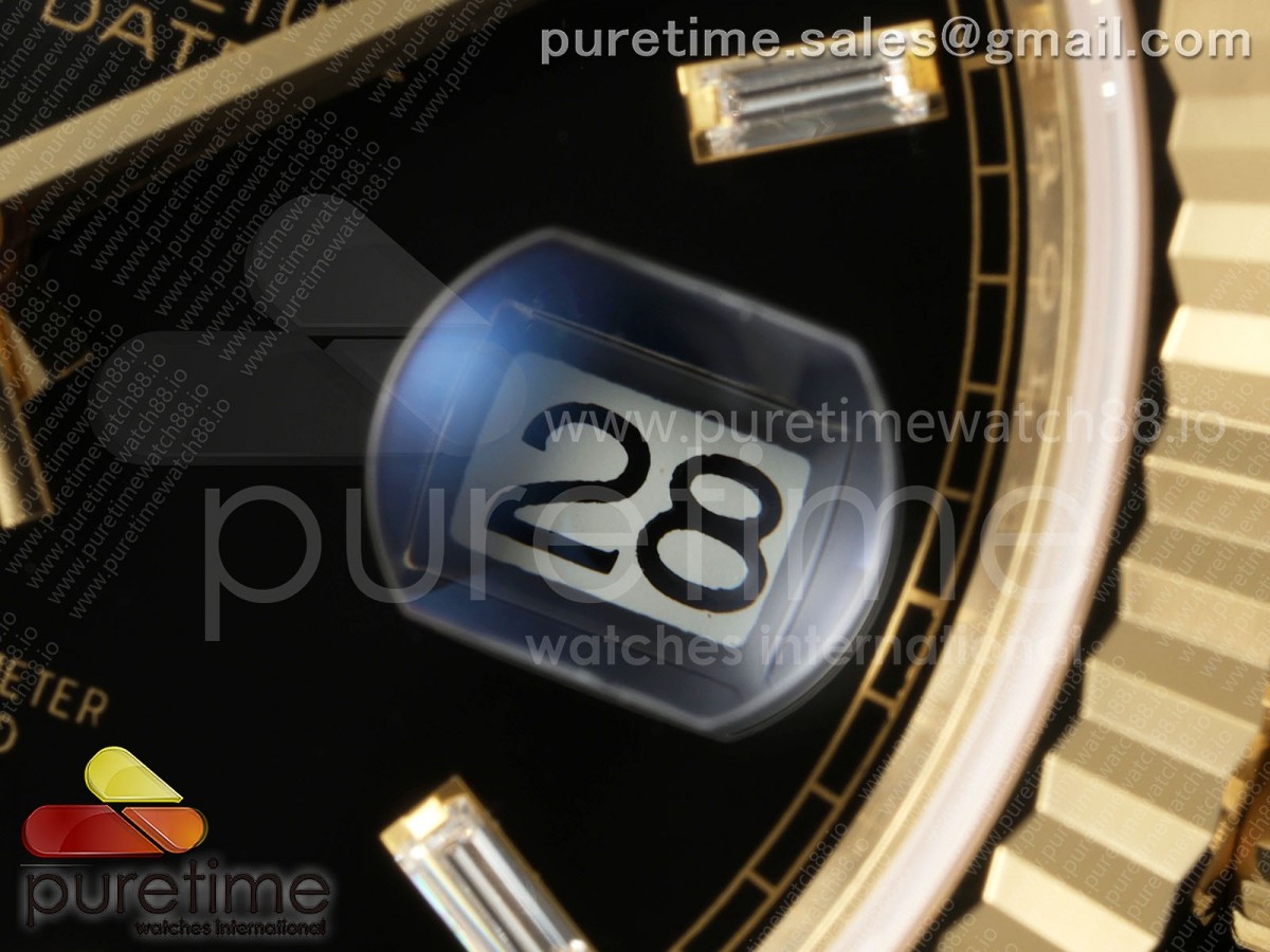 Day Date 40 YG RCF Black Crystal Dial on President Bracelet VR3255