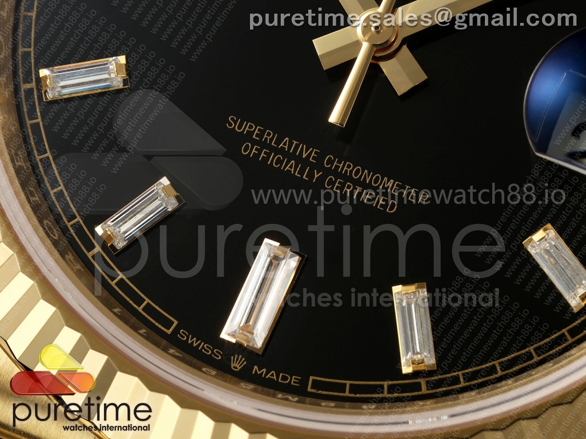 Day Date 40 YG RCF Black Crystal Dial on President Bracelet VR3255