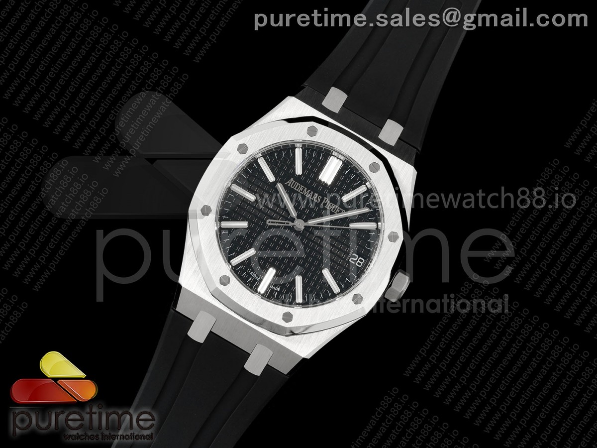 Royal Oak 41mm 15510 SS DDF Black Dial on Black Rubber Strap DD4302