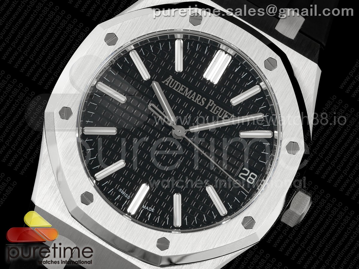 Royal Oak 41mm 15510 SS DDF Black Dial on Black Rubber Strap DD4302