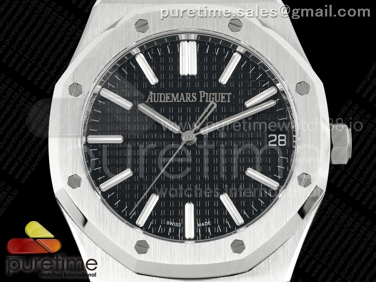 Royal Oak 41mm 15510 SS DDF Black Dial on Black Rubber Strap DD4302