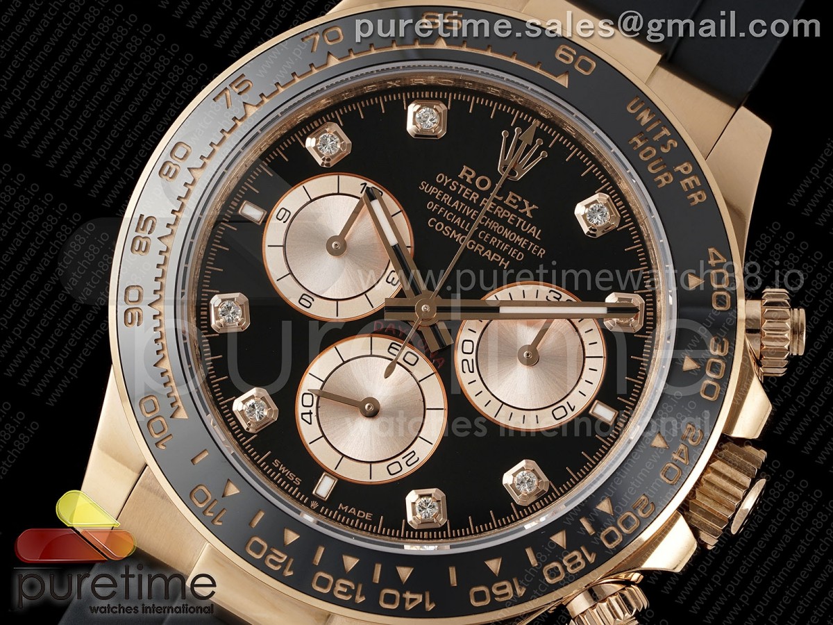 Daytona 126515 AVF Black/RG Diamonds Dial on Oysterflex Strap DD4131 (Mod)