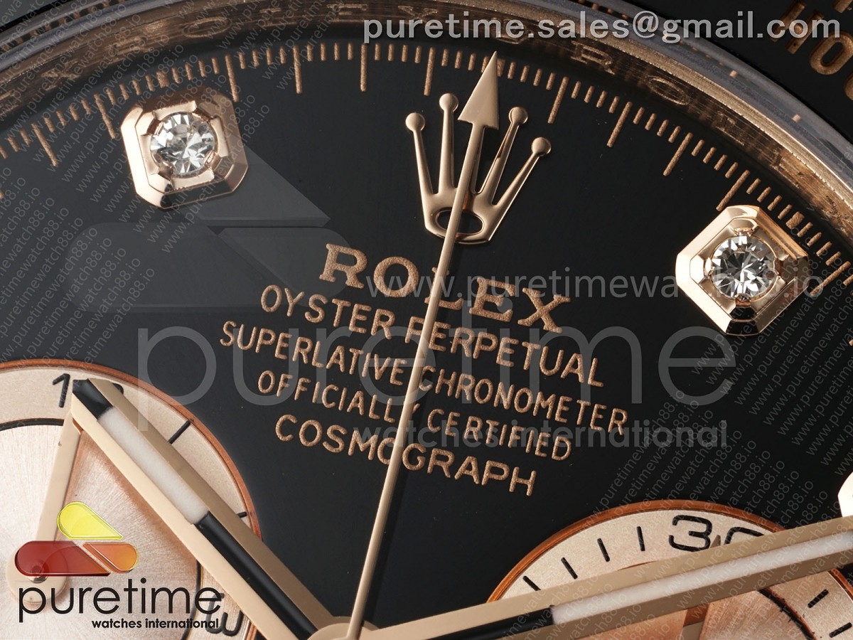 Daytona 126515 AVF Black/RG Diamonds Dial on Oysterflex Strap DD4131 (Mod)