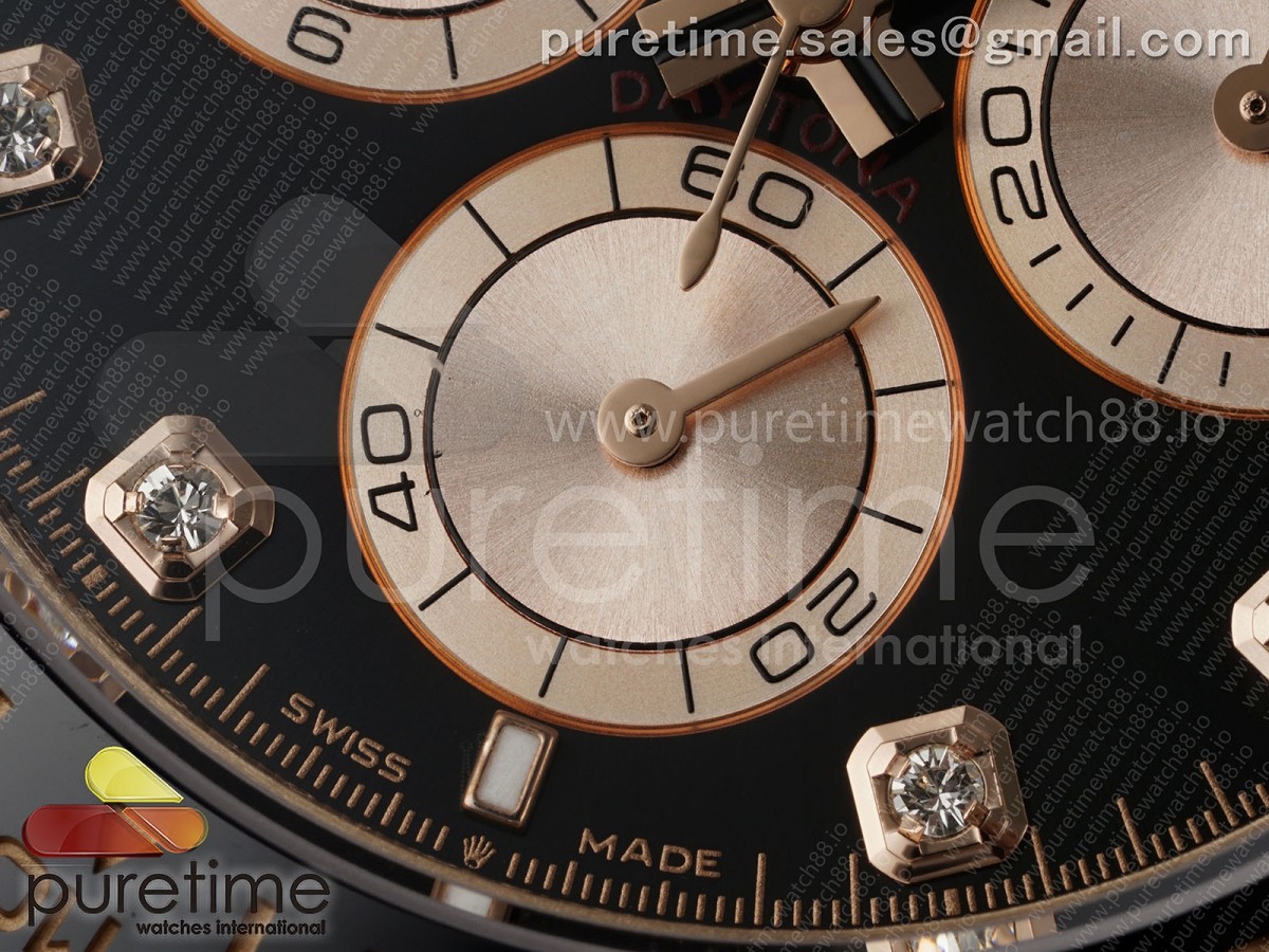 Daytona 126515 AVF Black/RG Diamonds Dial on Oysterflex Strap DD4131 (Mod)