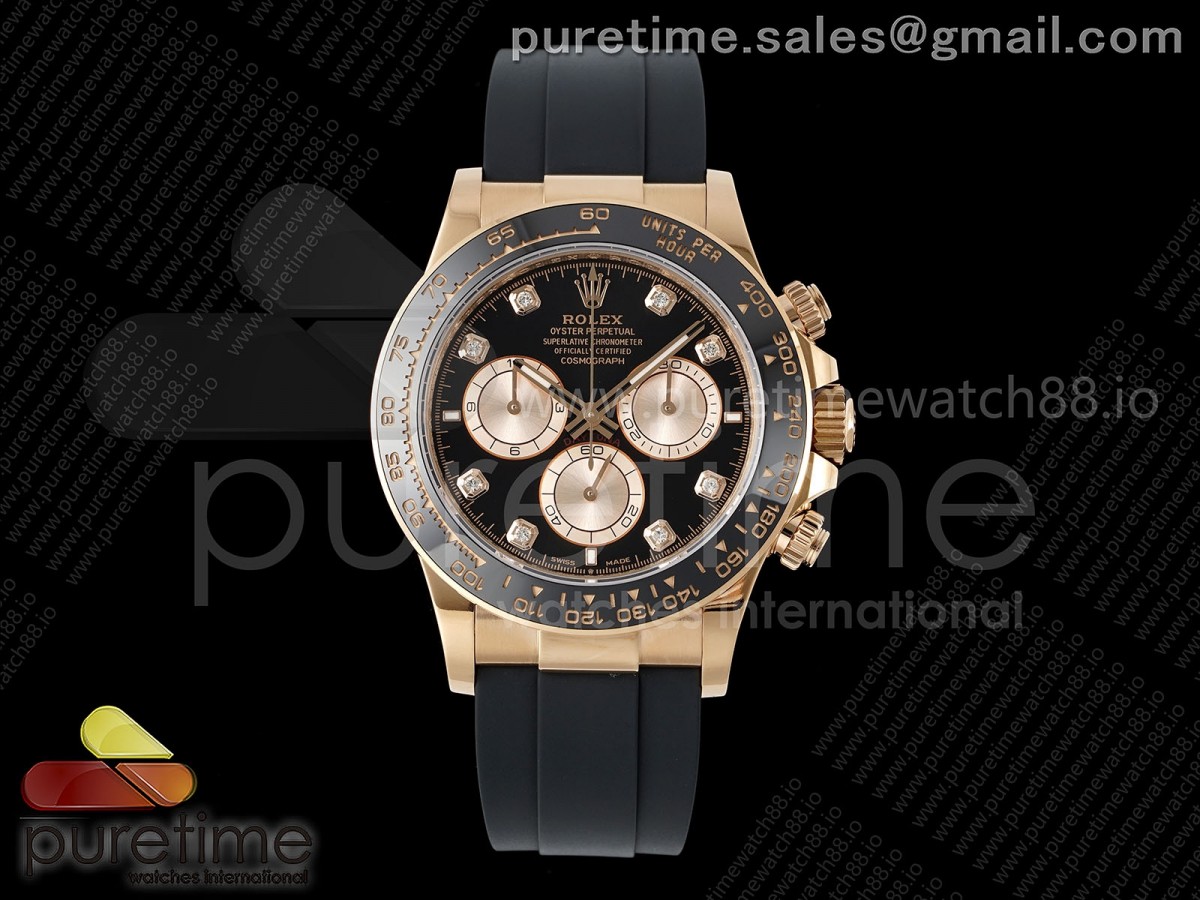 Daytona 126515 AVF Black/RG Diamonds Dial on Oysterflex Strap DD4131 (Mod)